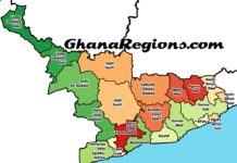 Map showing 20 districts of the Central Region of Ghana