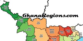 Map showing 20 districts of the Central Region of Ghana