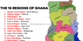All The Sixteen (16) Regions Of Ghana