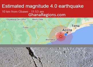 Accra, Ghana experiences earth tremor of magnitude 4.0