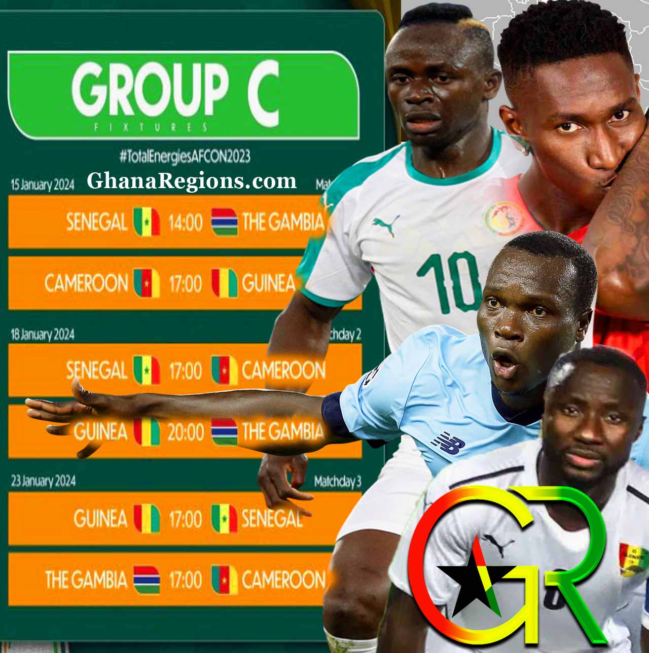 AFCON 2023 Group C Teams: Senegal, Cameroon, Guinea And Gambia 