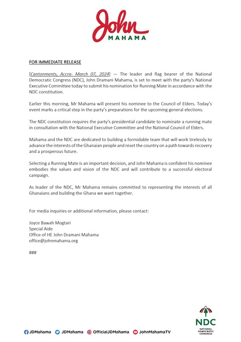 Ndc press release