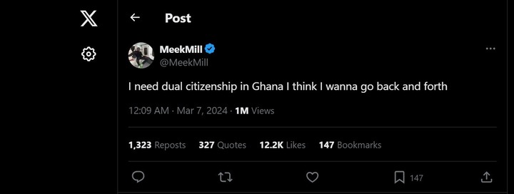 "I need dual citizenship in Ghana" Meek Mill.