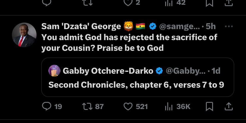 sam george reacts to gabby's post