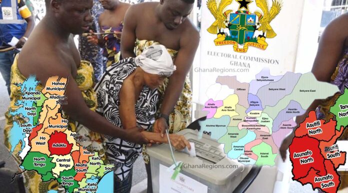 Ghana constituencies, 16 Ghana Regions, 12 candidates