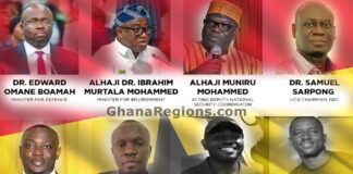 Edward Omane Boamah, Alhaji Ibrahim Murtala Muhammed, Alhaji Muniru Mohammed, Samuel Sarpong, Samuel Aboagye, Peter Bafemi Anala, Ernest Addo Mensah