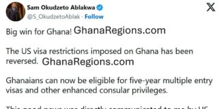 Ghana Foreign Affairs Minister, Samuel Okudzeto Ablakwa, USA visa restrictions removed