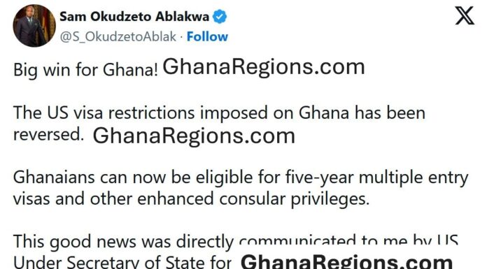 Ghana Foreign Affairs Minister, Samuel Okudzeto Ablakwa, USA visa restrictions removed
