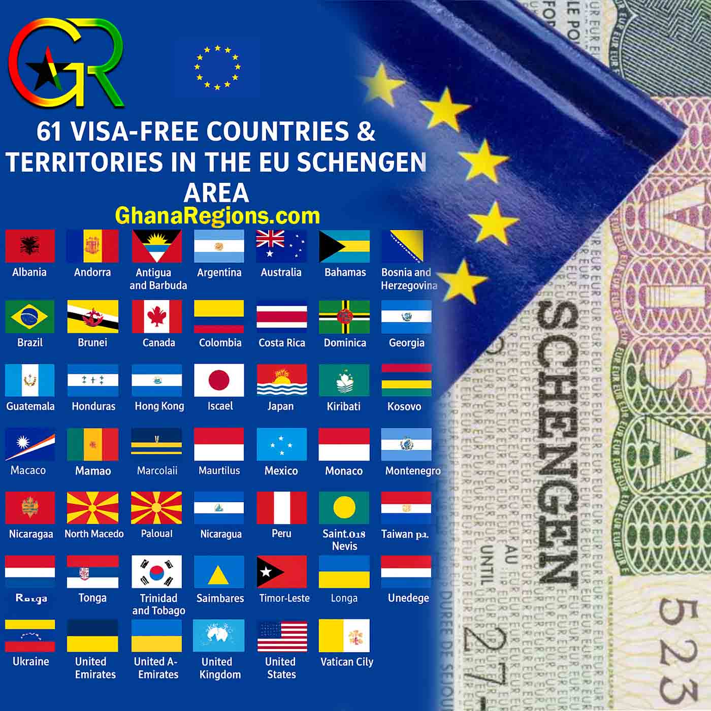 EU Schengen visa reform, 61 visa-free countries, EU Schengen countries