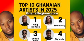 King Promise, Stonebwoy, Shatta Wale, Sarkodie, Black Sherif, Wendy Shay, Gyakie, QueenLet, Kuami Eugene, King Paluta
