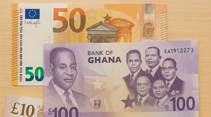 Euro, Ghana Cedi, US Dollars, Pound Sterling