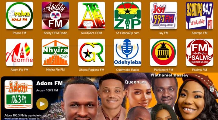 Listen to Ghana Radio Stations, Adom FM, Peace FM, Alpha Hour Live
