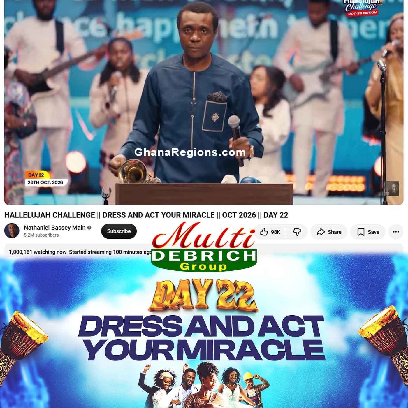 Pastor Nathaniel Bassey leads Hallelujah Challenge Day 22, Dress and Act Your Miracle